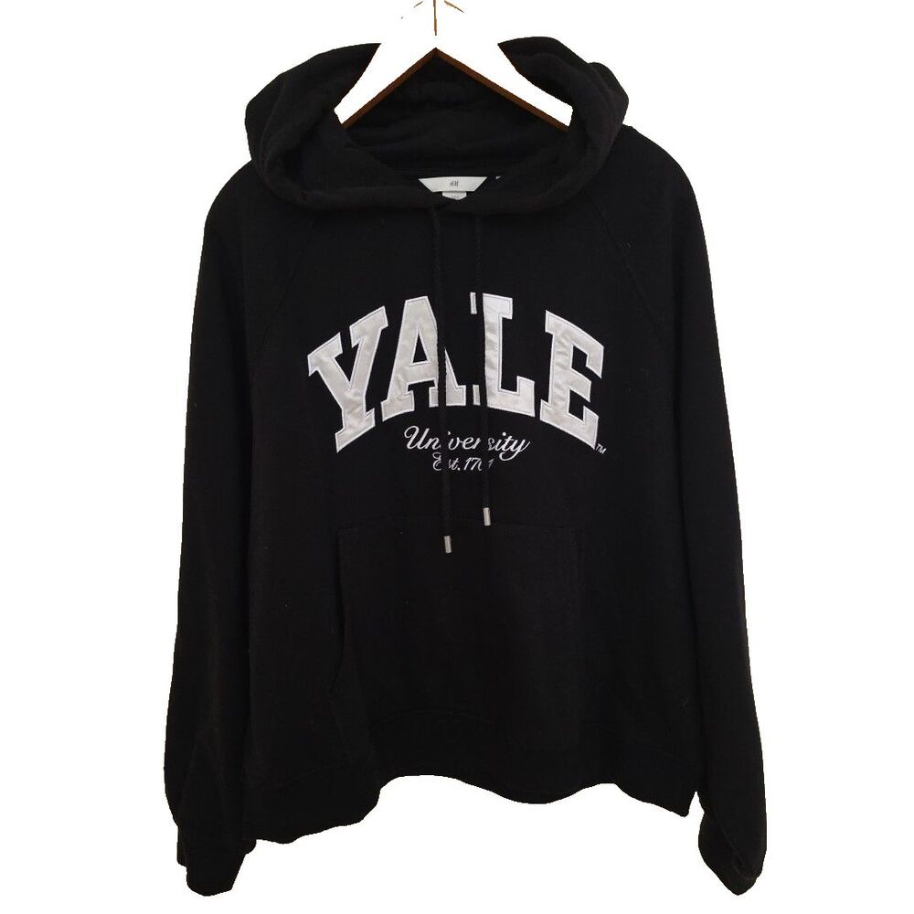 YALE Hoodie Black H&M Sweatshirt XL EUC Academia Preppy Oversized Baggy College